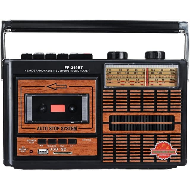Retro-tragbarer Kassettenplayer und -Recorder mit Vierband-AM/FM/SW1-2-Radio, eingebautem Lautsprecher, 3,5-mm-Kopfhöreranschluss,