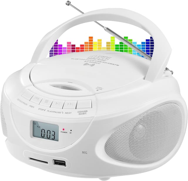 Tragbare Stereoanlage mit CD-Player, AM/FM-Stereoradio, Bluetooth, USB-Anschluss, SD-Kartensteckplatz, AUX-Eingang, MMC-Player, LCD-Bildschirm,