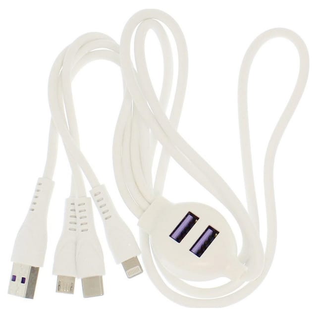 Trade Shop Traesio - Trade Shop - usb cable 5 in 1 40 cm recarica rapida transfer von 3.1A 2 usb port Q-A35 -