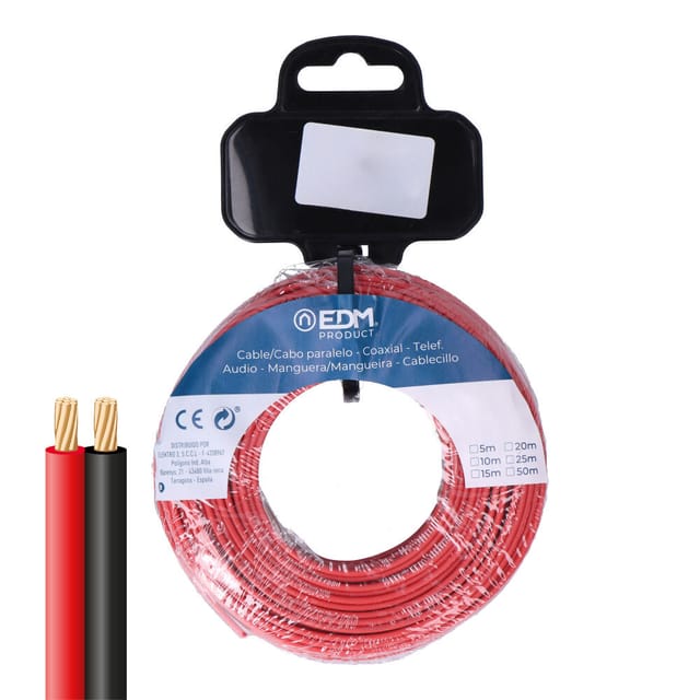 EDM - Parallelspule 2x1,5mm rot/schwarz 25m 28010