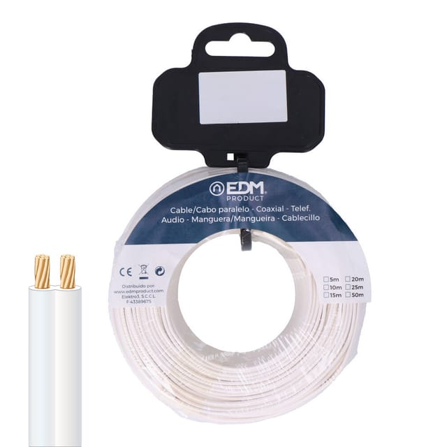 EDM - Parallele Telefonspule 2 Wege Elfenbein 5 mts - - EDM 28079