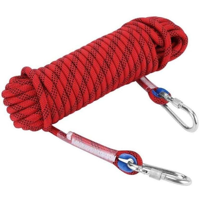 10 Meter langes Kletterseil, 12 mm Durchmesser, multifunktionales Sicherheitsseil, Rettungsseil mit 2 Karabinern zum Klettern, Bootfahren,