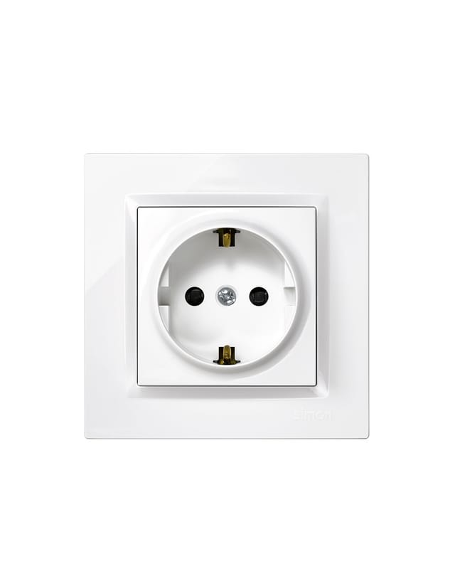 2P+T Typ F weißer Stecker mit SIMON-Rahmen