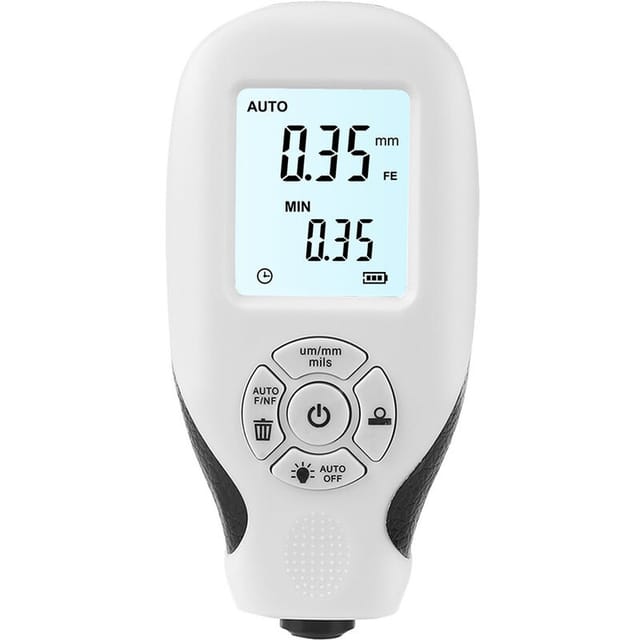 Ahlsen Lackdickenmessgerät, Autolack-Tiefenmessgerät mit Hintergrundbeleuchtung, LCD-Display, digitales Schichtdickenmessgerät für Automobile, weiß,