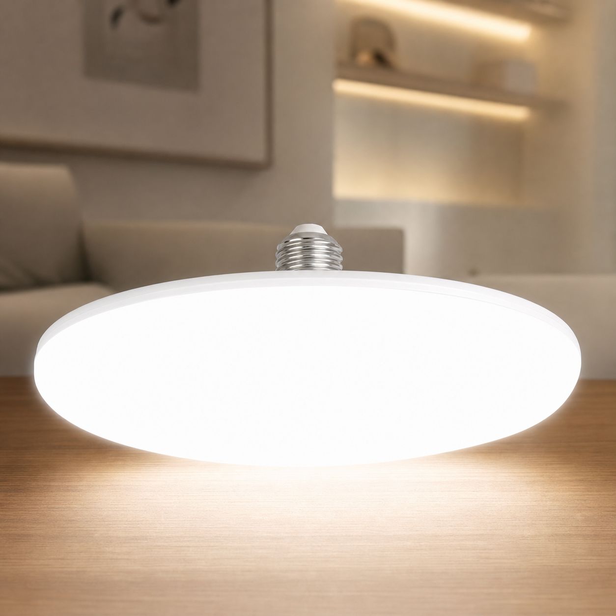 30-w-led-lampe Mit E27-fassung, Weiß, Hohe Lichtdurchlässigkeit (pc), Farbwiedergabeindex (cri) 98, Blendfrei, Wasserdicht (ip65), Ø 105 Mm, Für Wohnzimmer