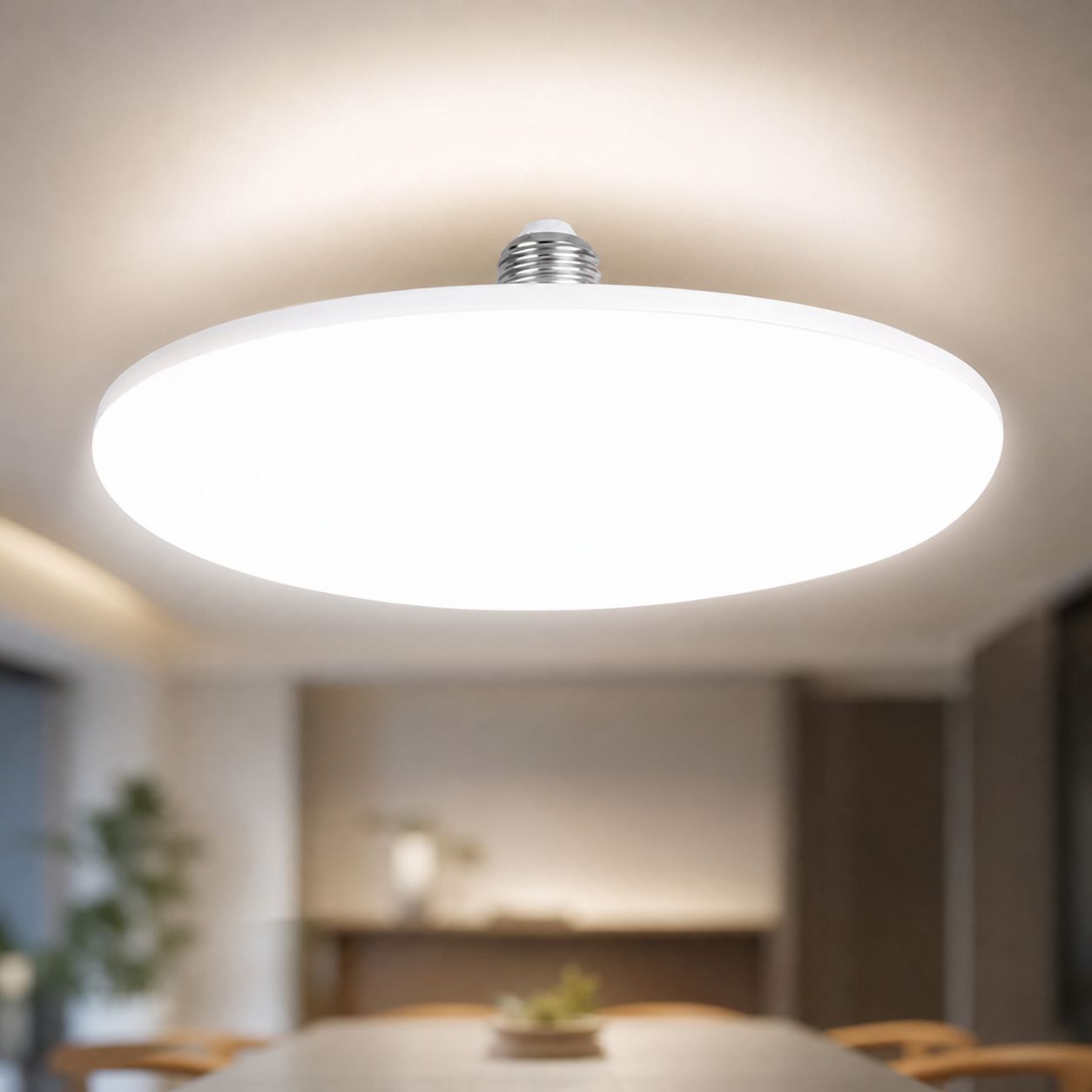 40-w-led-lampe Mit E27-fassung, Weiß, Ø 120 Mm, Transluzentes Polycarbonat, Farbwiedergabeindex (cri) 98, Staub- Und Wasserdicht, Flimmerfreies Weitwinkellicht