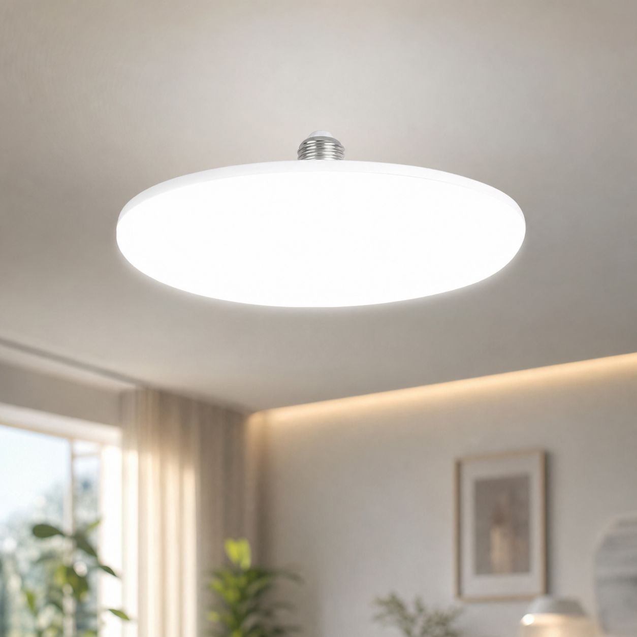 E27 80w Led-lampe Mit Schirm, Tageslichtweiß, Cri 98, Flimmerfrei, Wasserdicht, 150 Mm Pc-lampenschirm Für Deckenleuchte