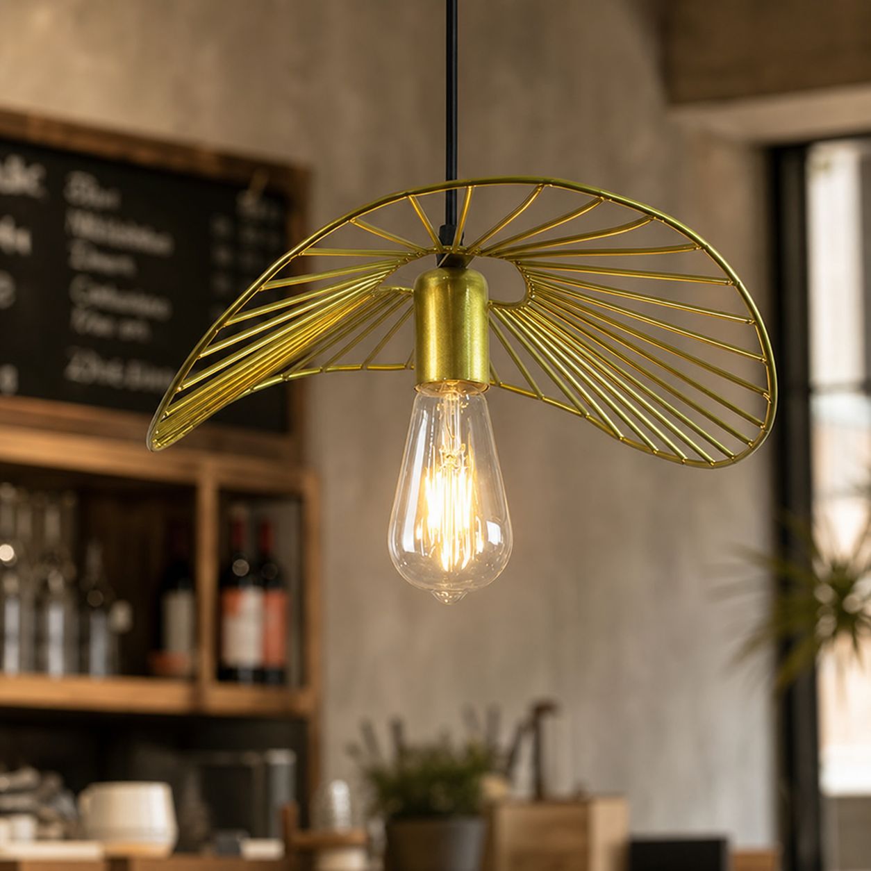 Hängeleuchte In Blattform Aus Eisen, Nordischer Stil, Erhältlich In Gold Oder Schwarz. E27-fassung, 37 Cm Durchmesser. Ideale Dekorationsleuchte Für Bars Und Restaurants.