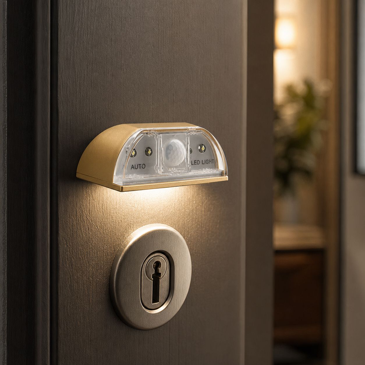 Bewegungsaktiviertes Led-nachtlicht Für Türschlösser, Automatisches Pir-licht Für Türen, Flure Und Schränke, Kompaktes Design In Gold Oder Silber