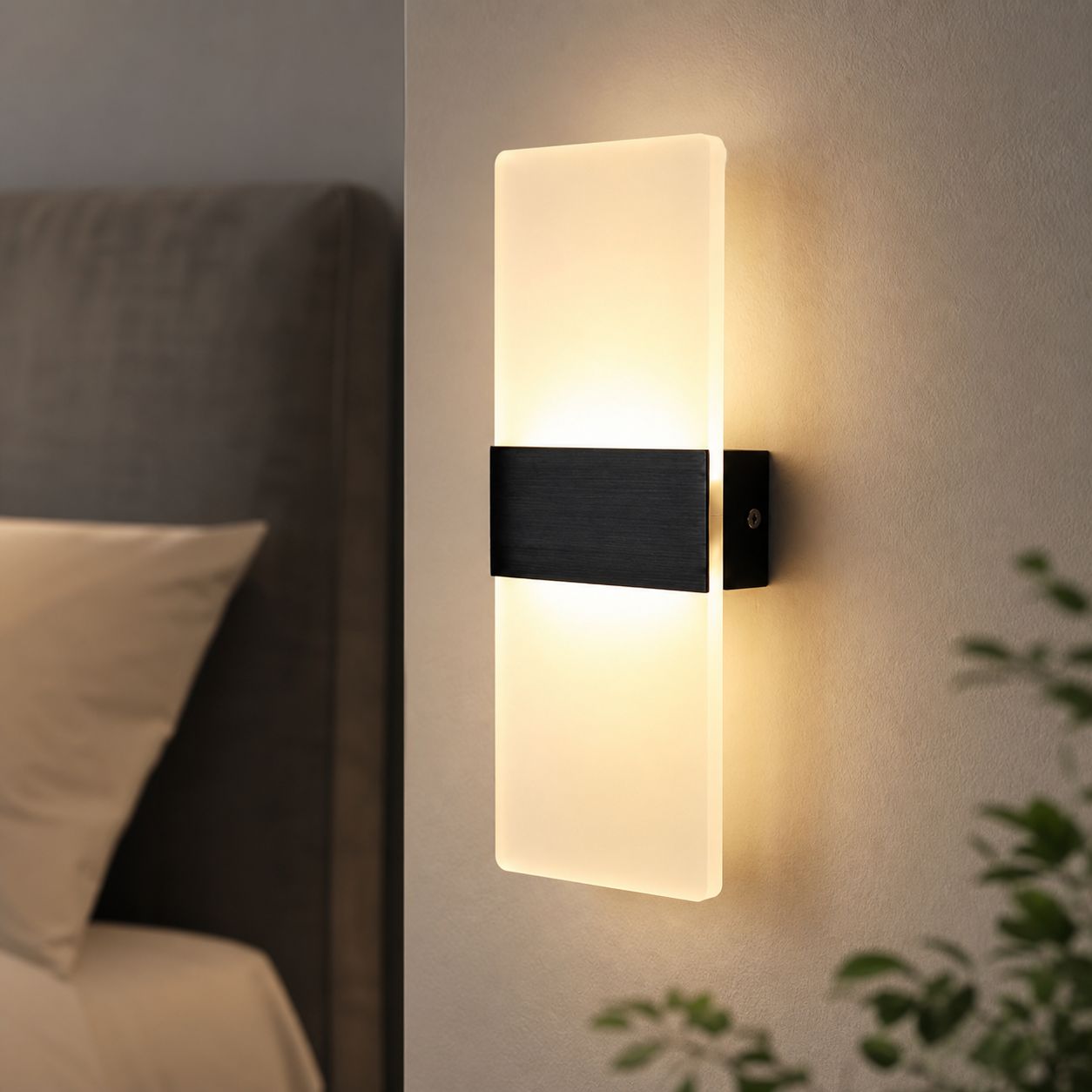 Moderne Led-wandleuchte Aus Aluminium Und Acryl, Sanftes, Flimmerfreies Licht, 6 W, Gebürstete Schwarze Oberfläche, 29 X 11 Cm