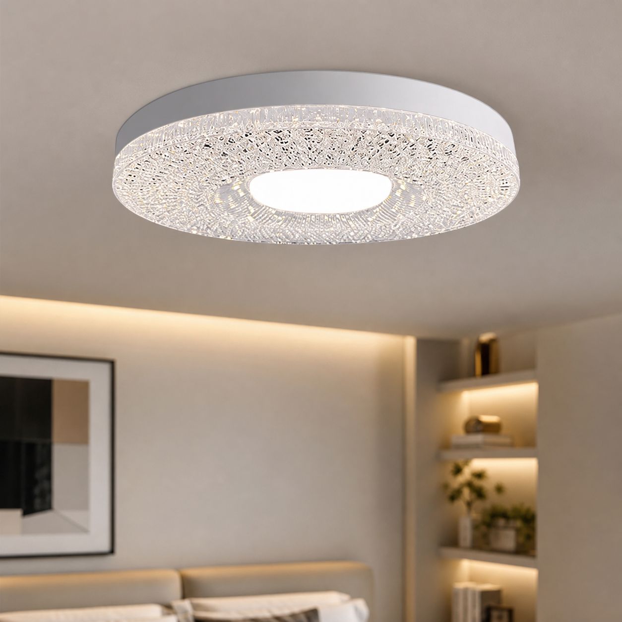 E27 30w Kristall-led-lampe, Diamantdesign, 3 Lichtfarben (weiß/neutral/warmweiß), Ø150mm, Feuerhemmendes Abs, Ideal Für Wohnzimmer