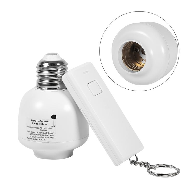 E27-fassung Mit Drahtloser Funkfernbedienung, 10 M Lichtschalter, Led-/energiesparlampen-kompatibel, Flammhemmendes Abs+pc-material