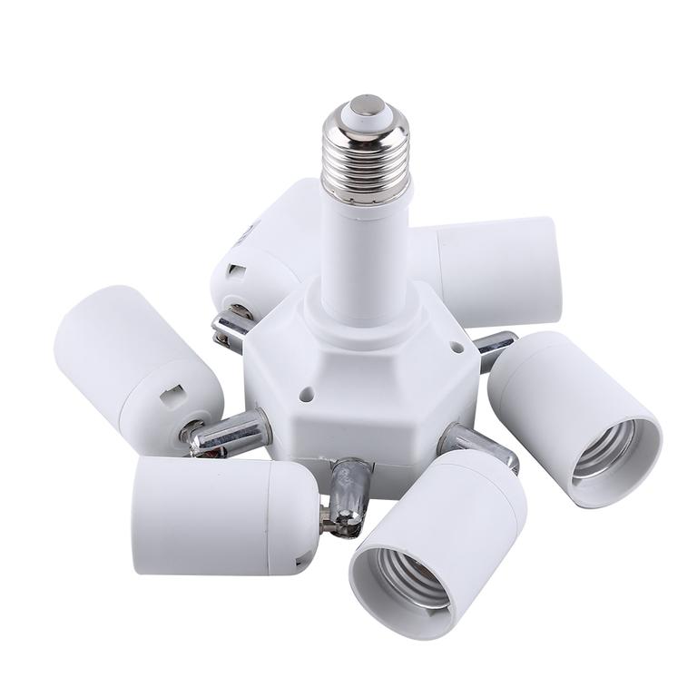 E27 Auf 6x E27 Klappfassung, Drehbarer Mehrfachsteckdosenadapter Aus Hitzebeständigem Pbt, Ideal Für Foto- Und Wohnraumbeleuchtung