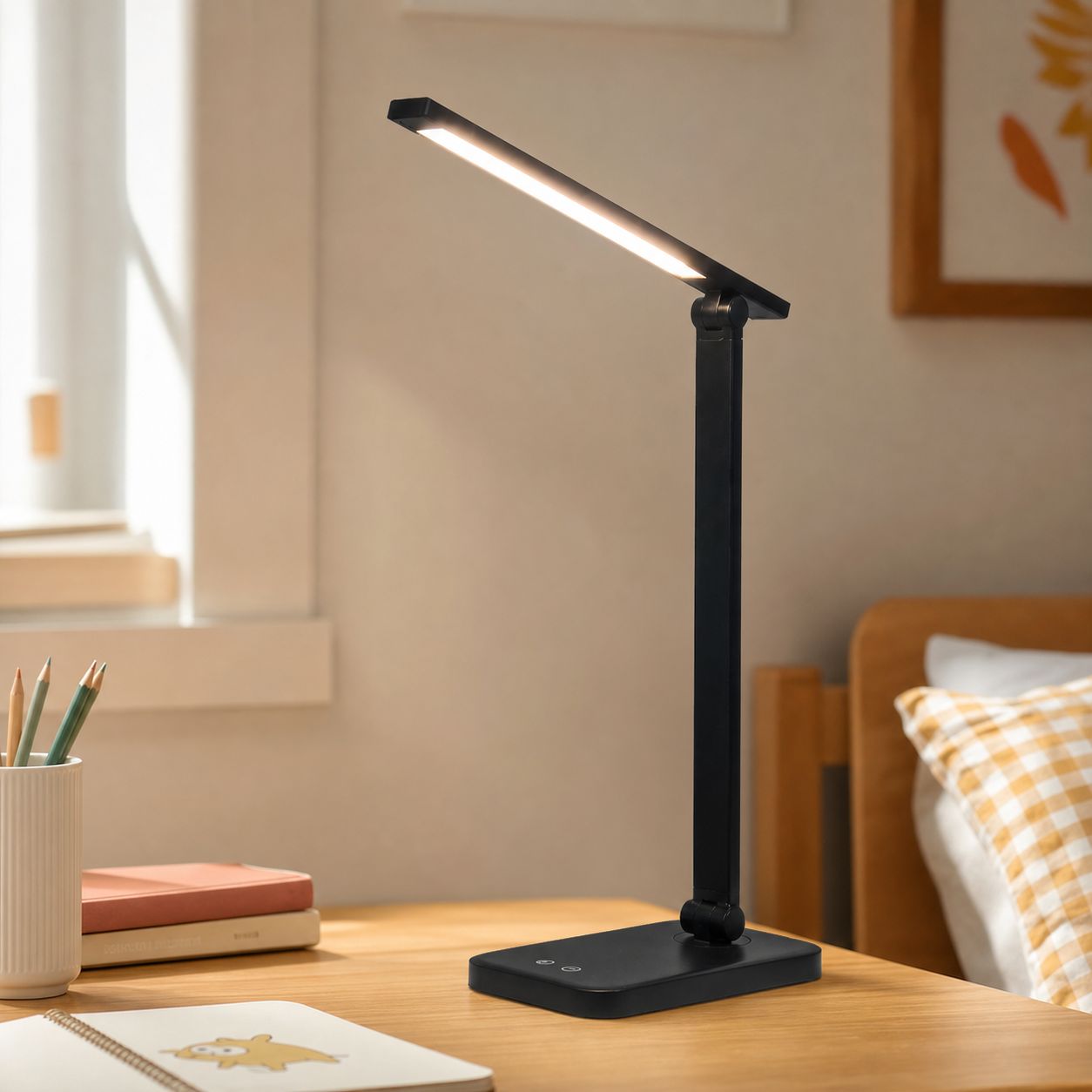 Faltbare Led-leselampe, Gebürstetes Aluminium, 3 Helligkeitsstufen, 270° Verstellbar, Usb-aufladbar, 6 W, Schwarz Oder Silber