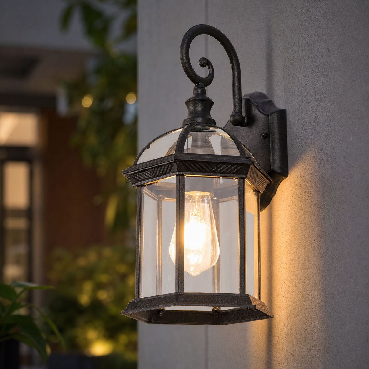 Ip65 Wasserdichte Außenwandleuchte Aus Aluminium Und Glas, Mit 12-w-led-lampe (3 Farben), Sechseckiges Oder Bambus-design Für Den Garten