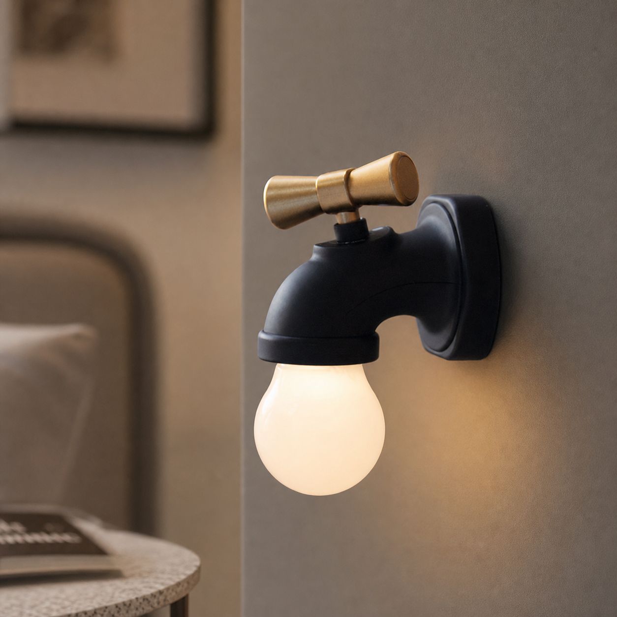 Wiederaufladbares Led-nachtlicht Mit Ton- Und Lichtsensor, Kreatives Abs-design, Nachtbeleuchtung Für Schlaf- Und Wohnzimmer, Weiß/schwarz