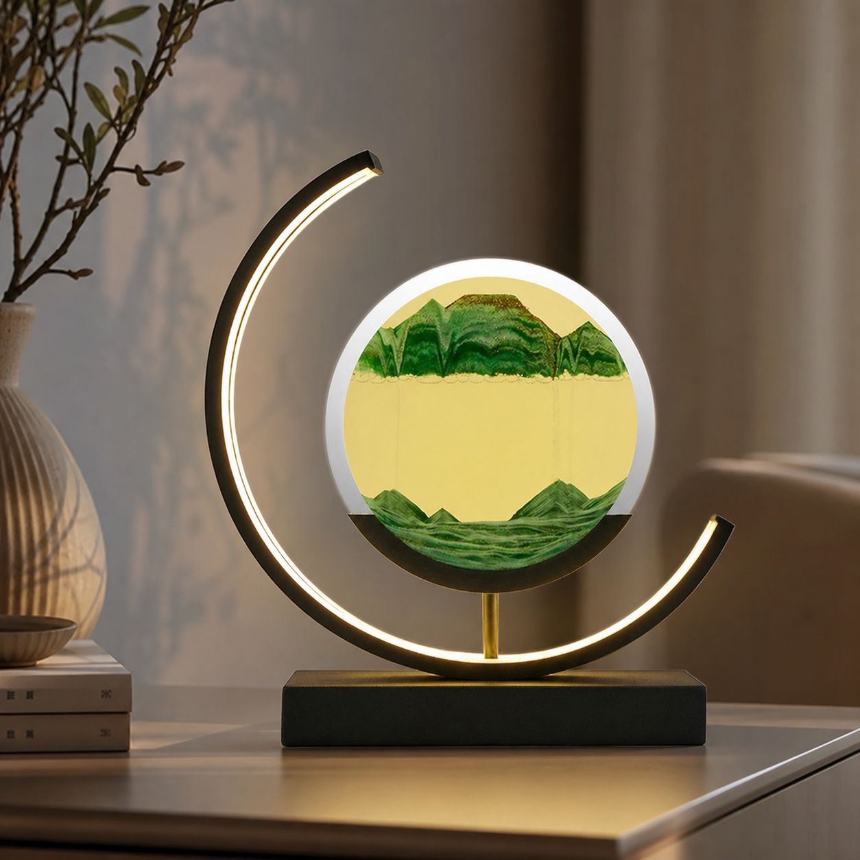 Wiederaufladbare Led-sandlampe Im Chinesischen Stil Mit Usb-anschluss, Berührungsempfindliches Umgebungslicht (3000–6000 K), Innenausstattung Aus Eisen Und Metall.