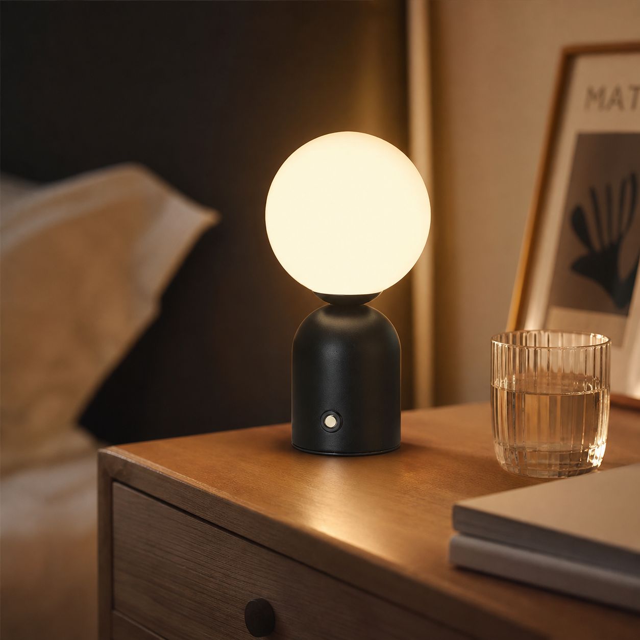 Kabellose Led-tischleuchte In Macaron-kugelform, 3-farbiger Touch-dimmer, Usb-c-ladeanschluss, 2000-mah-akku, Dekoratives Design Für Stimmungsvolles Ambiente