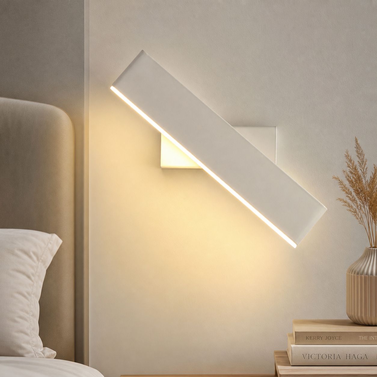 Dreifarbige Wandleuchte, 360° Verstellbar, Aus Weiß/schwarz Lackiertem Metall Und Acryl, 31 X 6,5 Cm, Für Schlafzimmer, Wohnzimmer Oder Lesezimmer