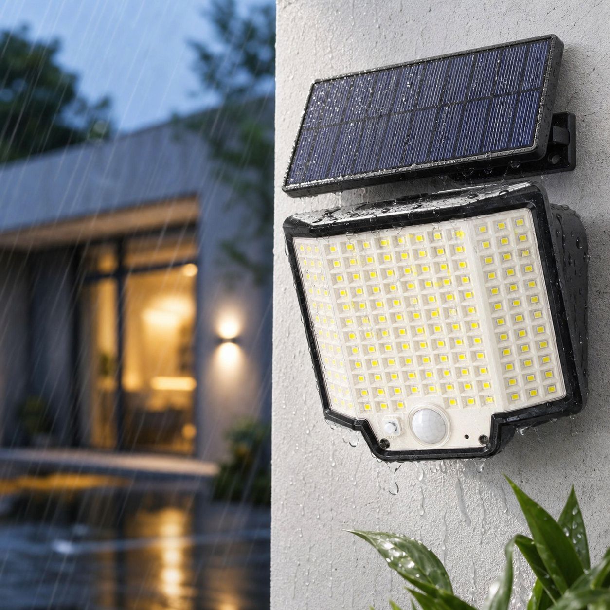 Solar-außenwandleuchte Mit Bewegungsmelder, 270°-abstrahlwinkel, Ip65 Wasserdicht, Led-beleuchtung Für Garten Und Hof, Automatischer Lichtmodus