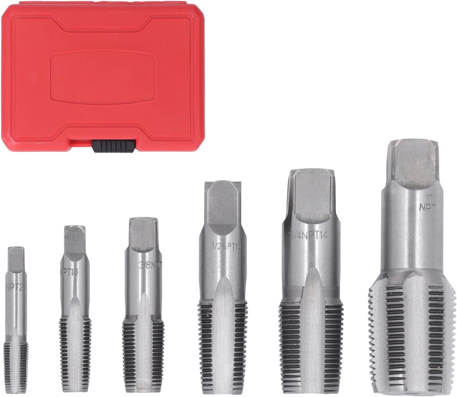Satz Mit 6 Npt-gewindebohrern Aus Kohlenstoffstahl, 1", 1/8", 1/4", 3/8", 1/2", 3/4" Rohrgewindebohrer Für Wasserrohrverbindungen, Kfz-reparaturen Und Maschinen