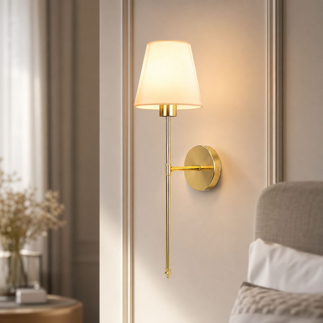Kabellose, Wiederaufladbare Led-wandleuchte, 16 Rgb-farben, Touch-dimmer, Retro-design Aus Eisen Und Stoff, Schwarz Oder Gold