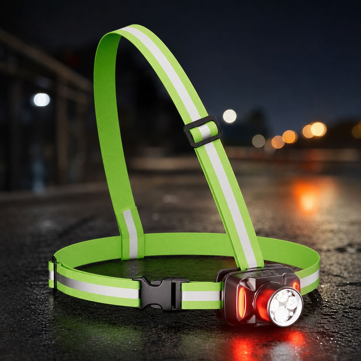 Wiederaufladbare 550-lumen-lauflampe Mit Ipx4-schutzart, Usb-c-anschluss, 60° Verstellbarem Lichtkegel Und 360°-reflexstreifen Für Nachtläufe Und Camping