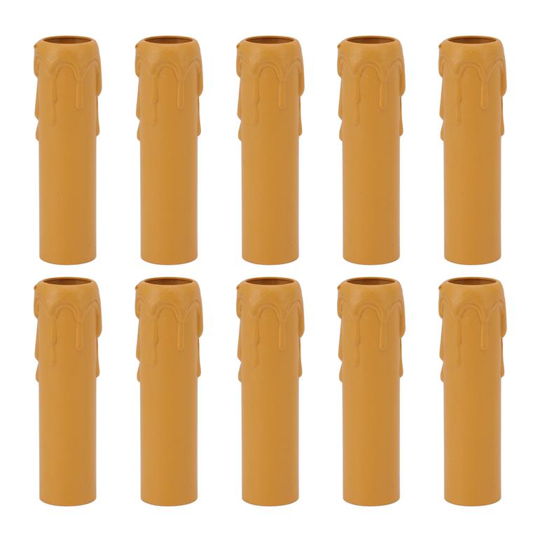 Set Mit 10 E14-kerzenfassungen Aus Gelbem Abs-kunststoff, Realistisches Wachstropfen-design, 102 Mm Höhe, Für Retro-kronleuchter Und Wandlampen