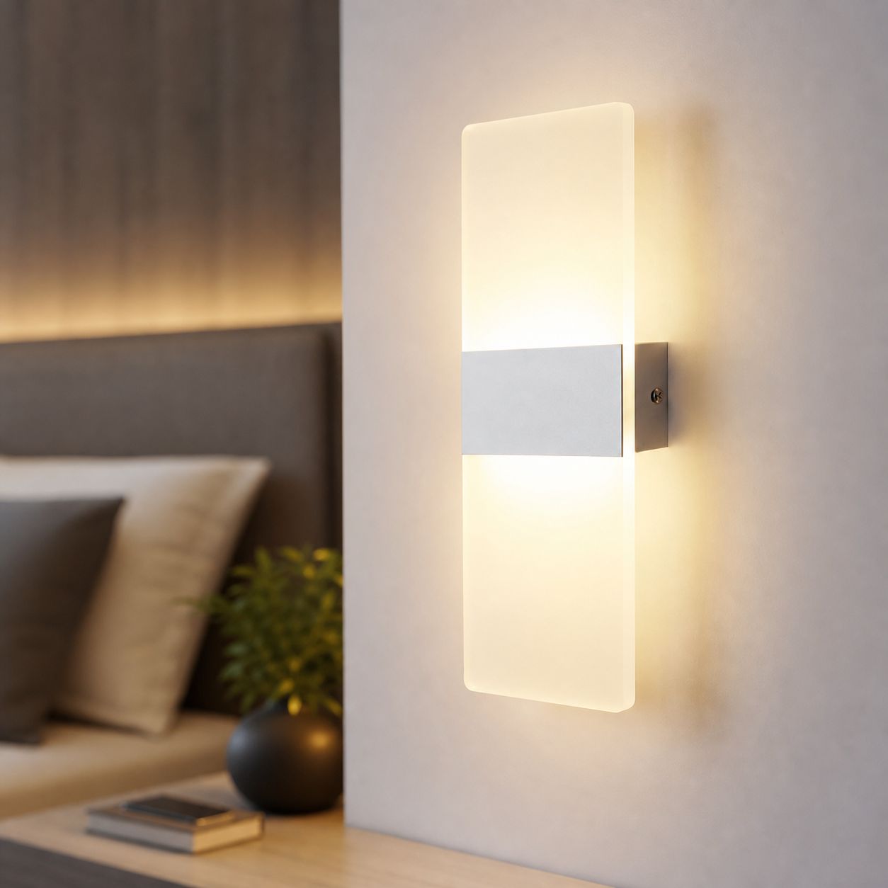 Minimalistische 6-w-led-wandleuchte Aus Aluminium Und Acryl, Sanftes Dreifarbiges Licht, Ideal Für Schlafzimmer Und Flur, 27 X 10 Cm