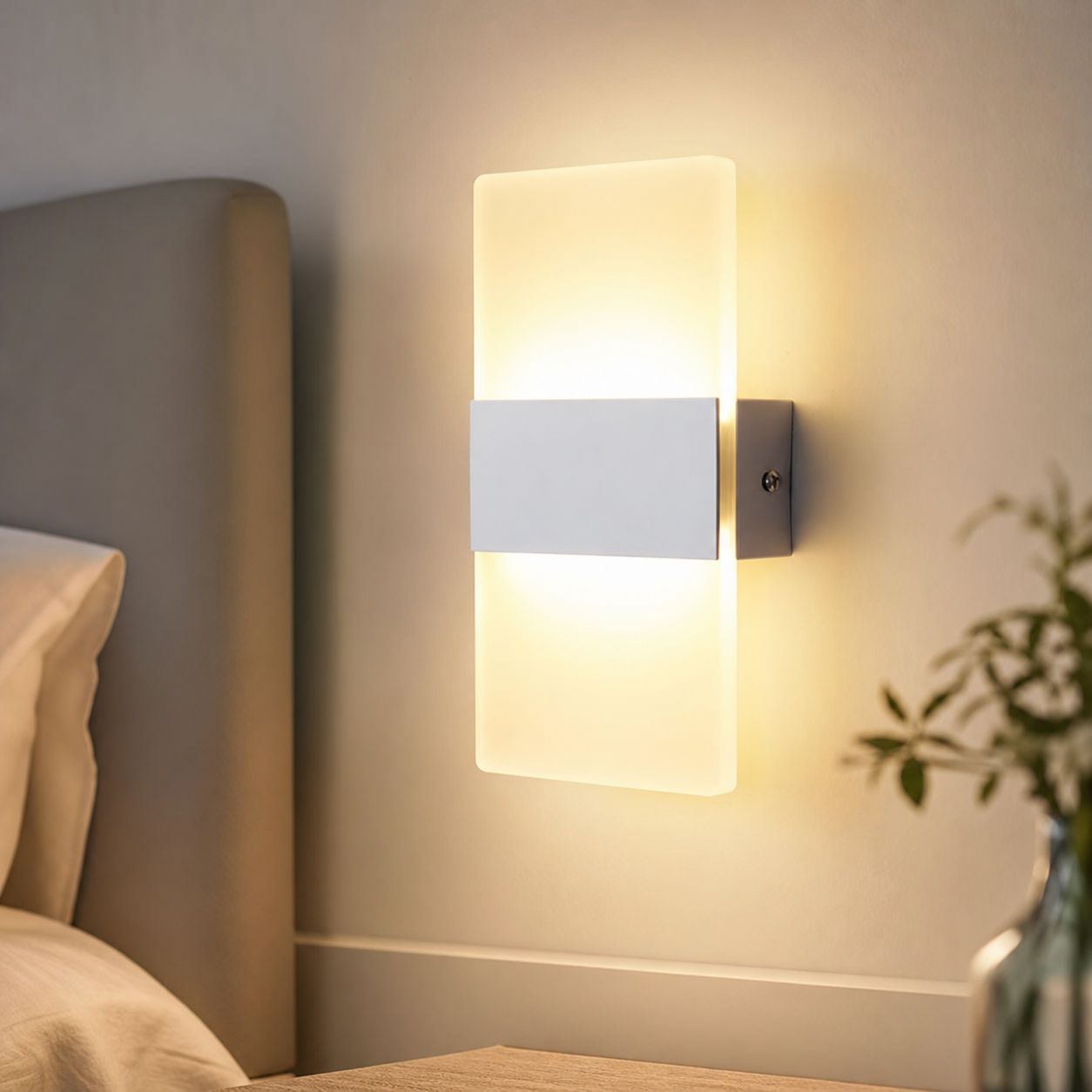 Minimalistische Led-wandleuchte Aus Aluminium Und Acryl, 20 X 10 Cm, 4 W, Dreifarbiges Licht, Ideal Für Schlafzimmer Und Flur