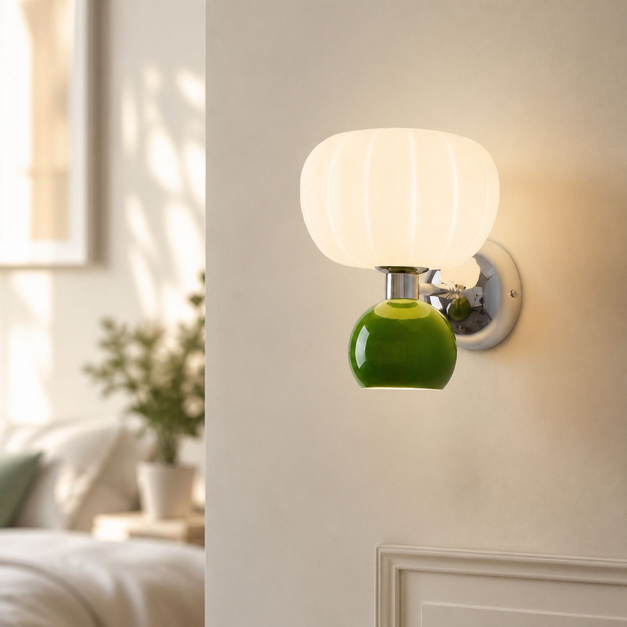 Kürbisförmige Led-wandleuchte, Eisen Und Kunststoff, Weiches, Blendfreies Licht, 3 Einstellbare Farben, Ø 20 Cm