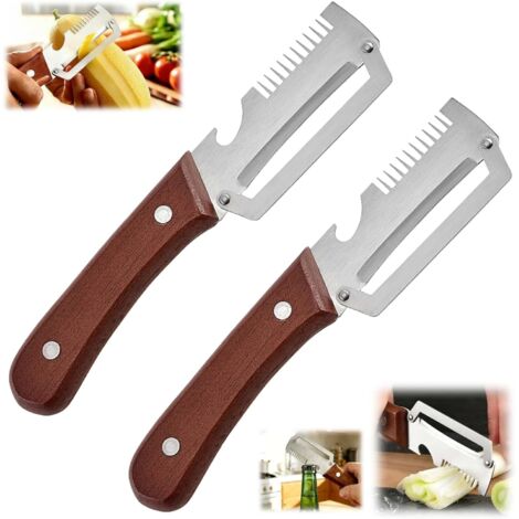 3-in-1 Multifunktions-schäler – Edelstahl-schäler Mit Holzgriff – Integrierter Flaschenöffner Und Reibe – Für Kartoffeln, Kürbis, Ananas