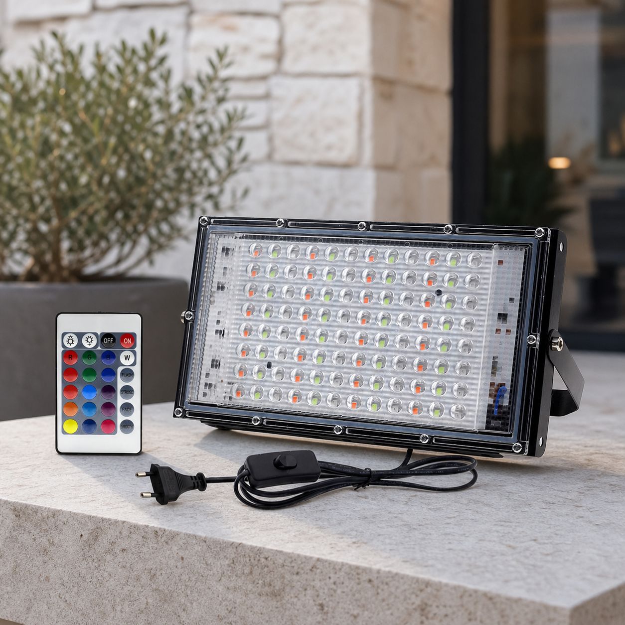 100-w-rgb-led-flutlicht, Wasserdicht, Mit Fernbedienung, Aluminiumgehäuse, 150° Verstellbarer Abstrahlwinkel, Außenbeleuchtung Für Garten Und Terrasse