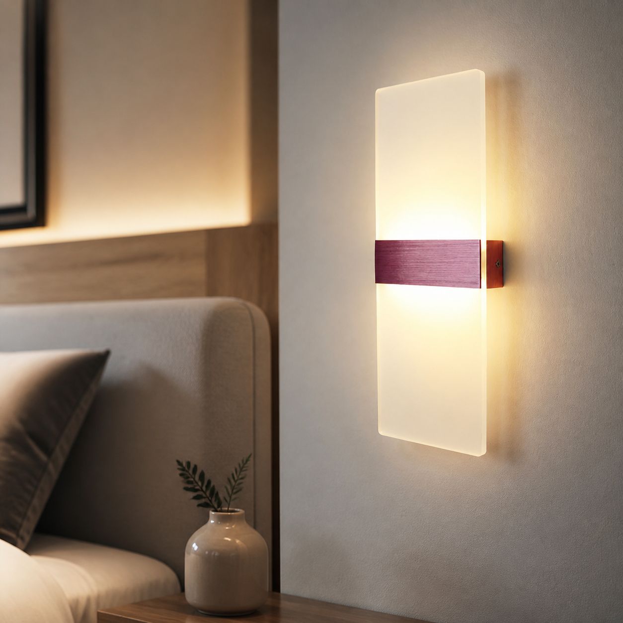 Moderne Led-wandleuchte, Aluminiumgehäuse Und Acrylschirm, 10 W Dreifarbenlicht, Roségoldene Oberfläche, 40 X 15 Cm