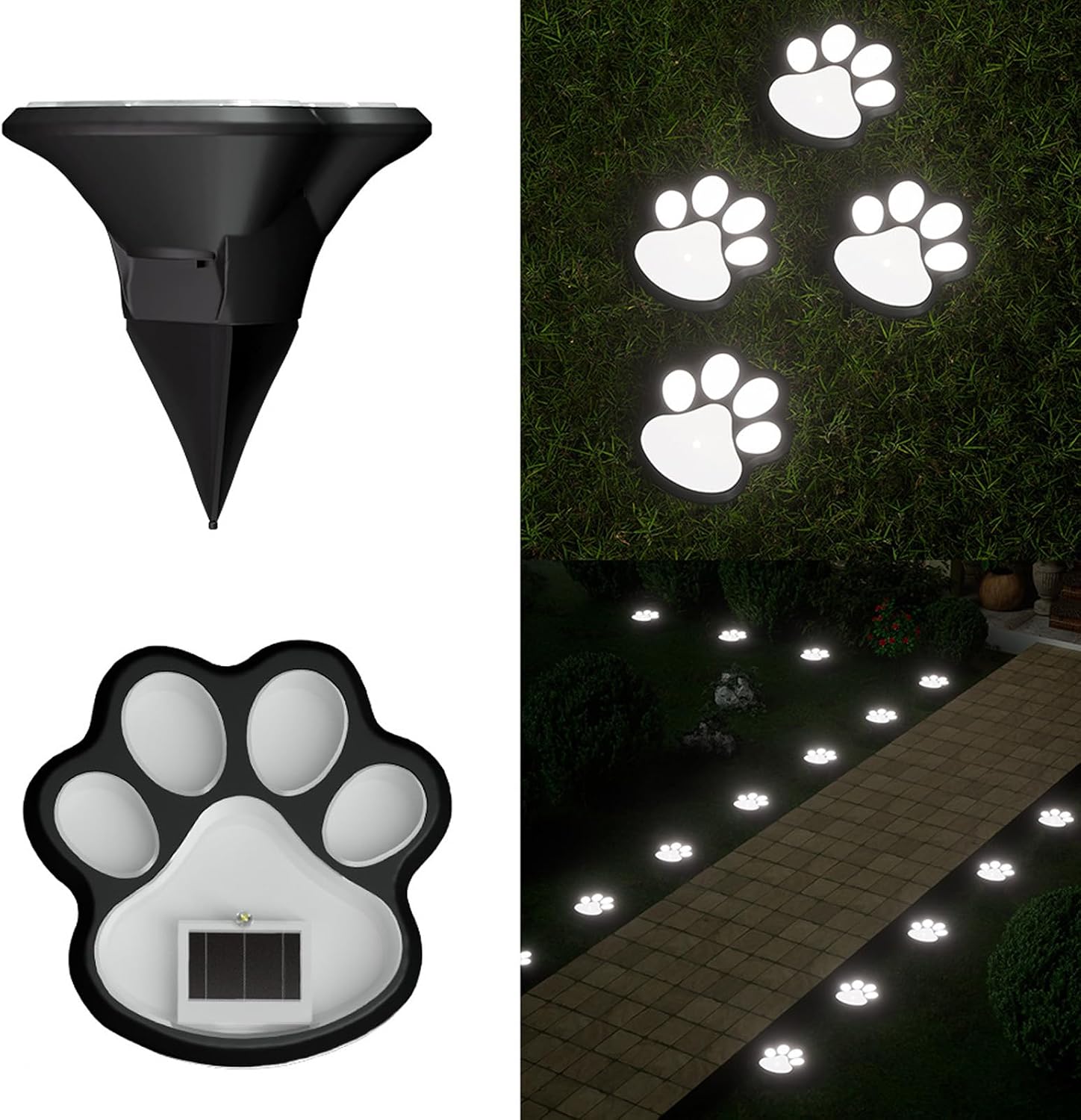 Vier Solarlampen In Form Von Hundemustern, Helles Licht, Ideal Für Die Dekoration Von Innenhöfen Und Terrassen.