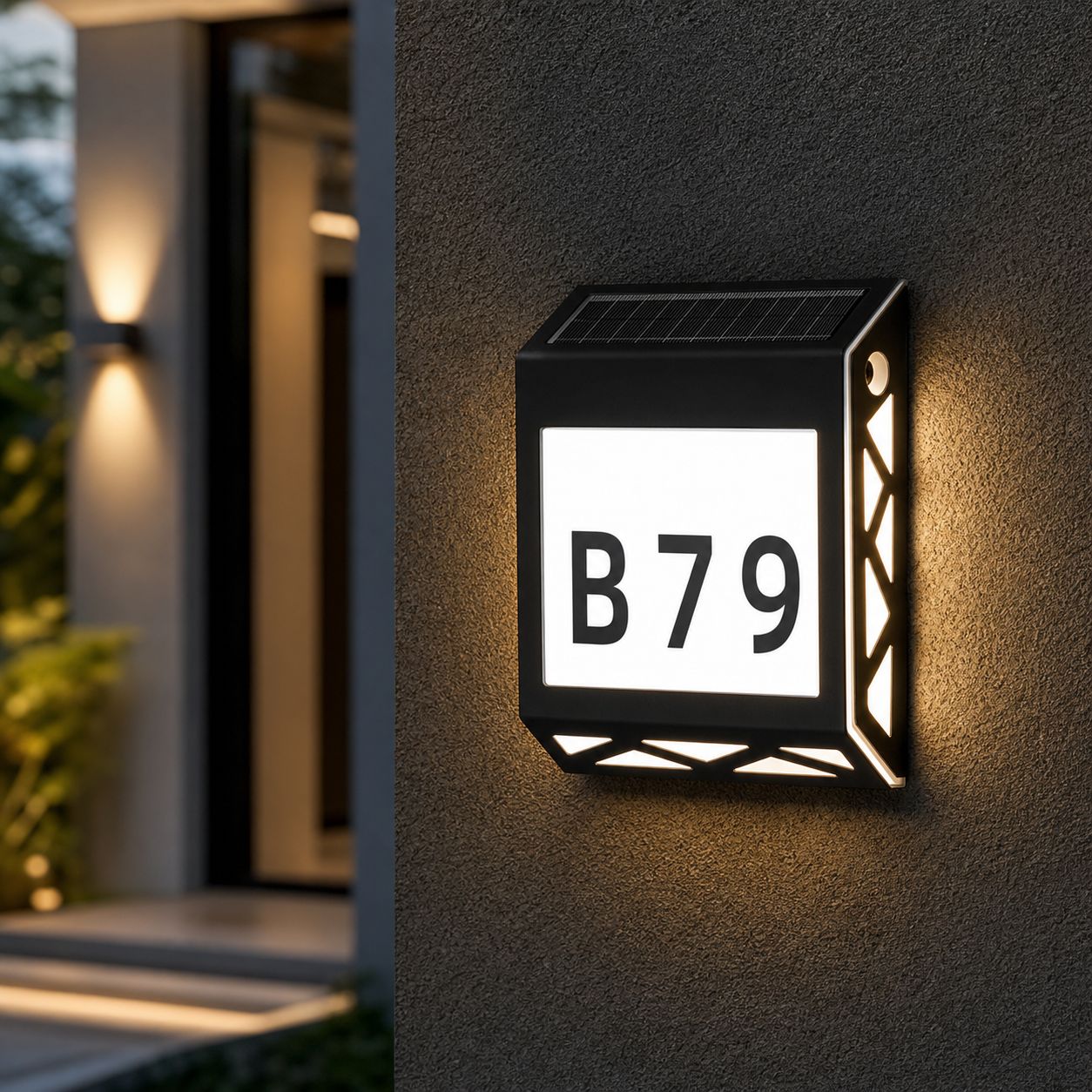 Solarbetriebene Led-kennzeichenbeleuchtung Für Den Außenbereich, Edelstahl 304, Wasserdicht Nach Ipx5, Weißes/warmweißes/neutrales Licht, 18 X 20 Cm