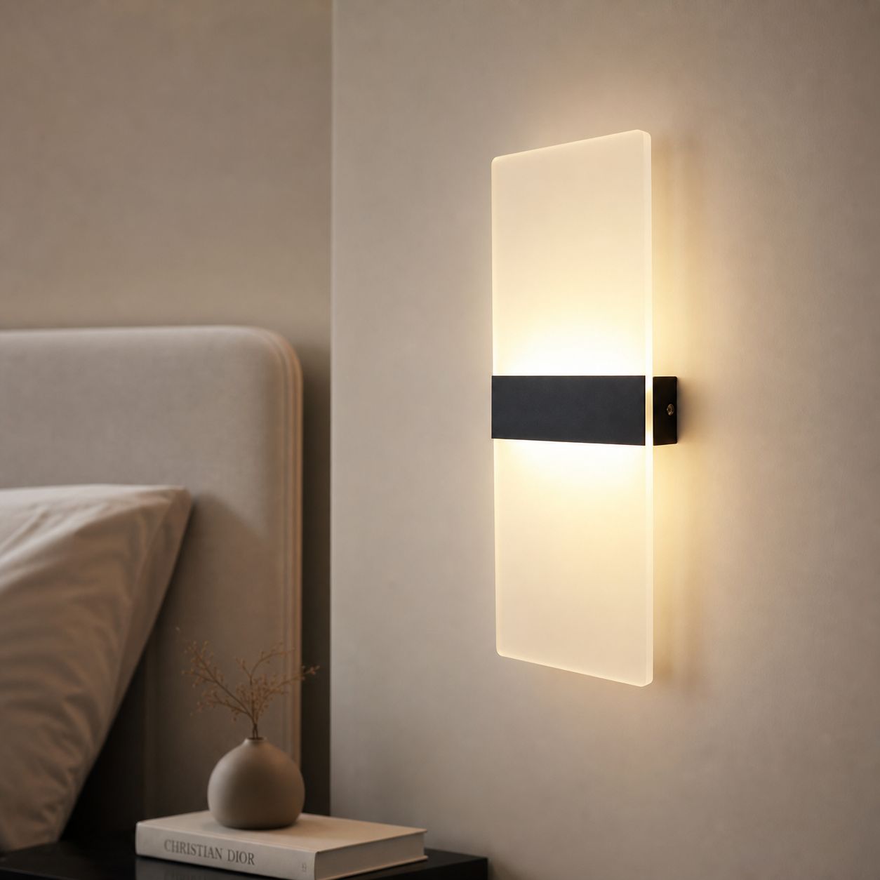 Moderne 10-w-led-wandleuchte Aus Aluminium Und Acryl, Sanftes, Flimmerfreies Licht, Schwarz, 40 X 15 Cm, Für Schlafzimmer, Wohnzimmer, Flur