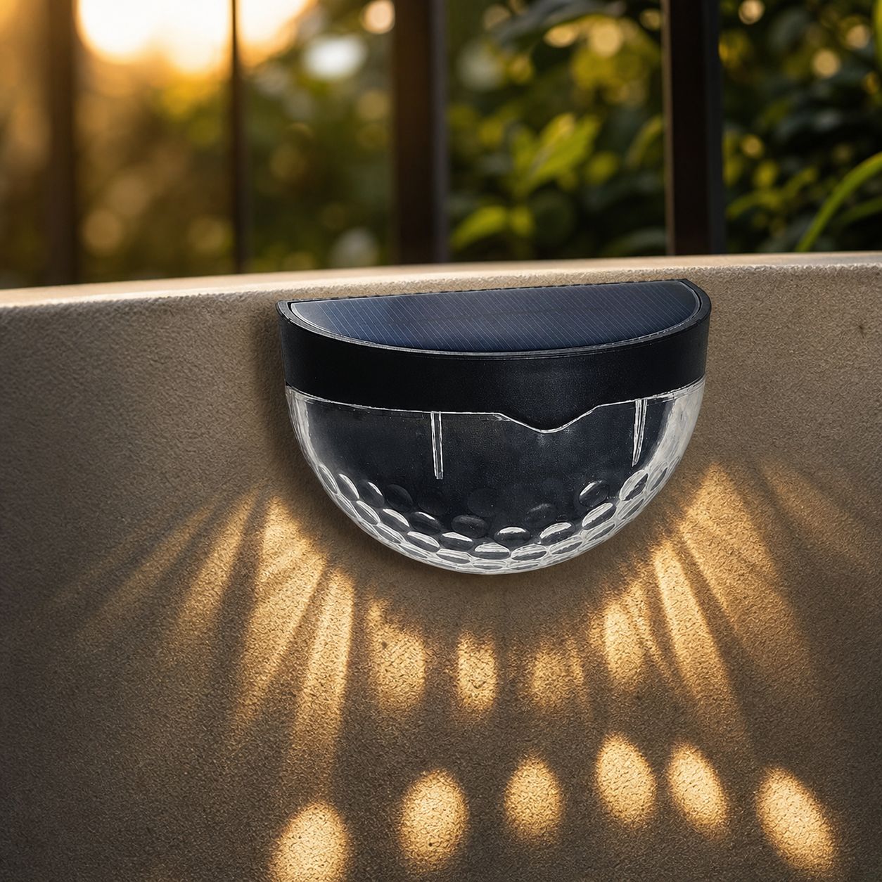 Halbmondförmige Led-solarleuchte Für Den Außenbereich, Warmes Licht Mit Schatteneffekt, Polykristallines Panel, Wasserdicht, Schwarz, 91 X 50 X 65 Mm, Automatische Beleuchtung