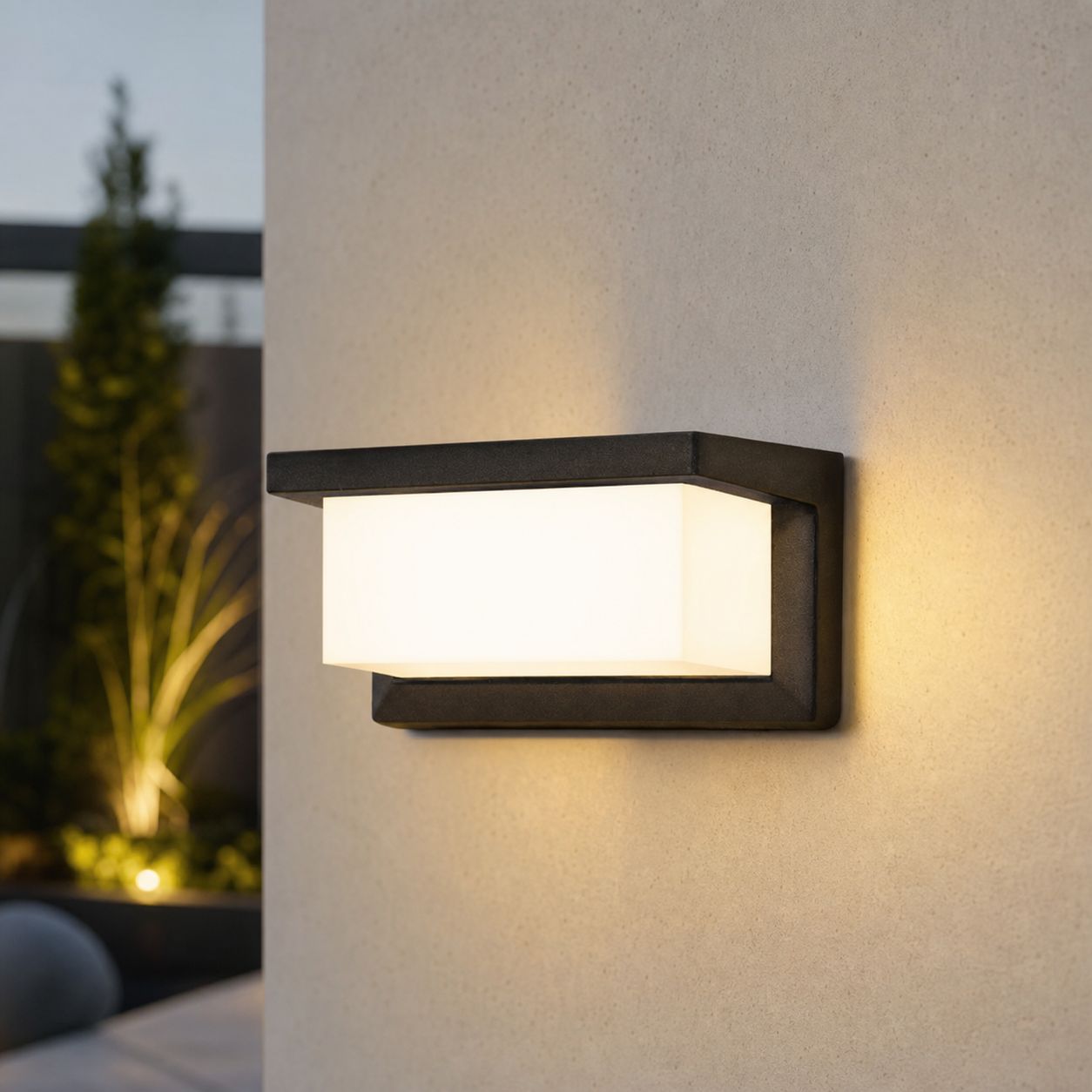 Außenwandleuchte Ip65 30w Abs Schwarz 28cm Für Garten Und Terrasse