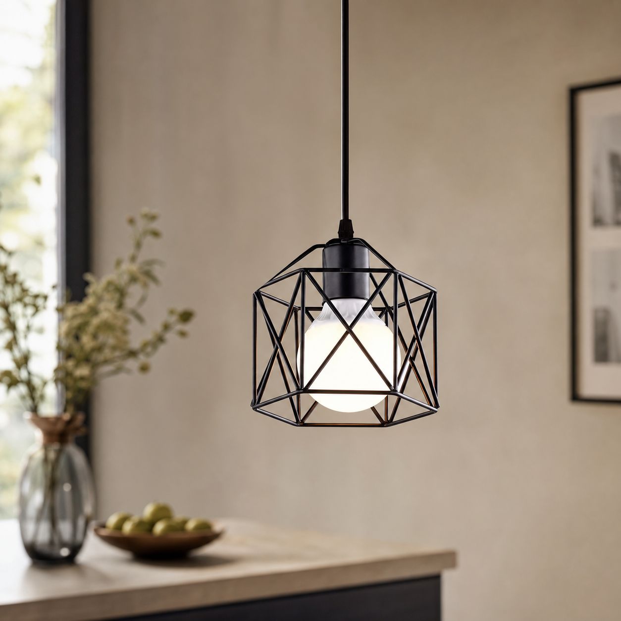 Industrielle Pendelleuchte Aus Schmiedeeisen Im Landhausstil, E27, Ø14xh15cm, 1,5m Verstellbares Kabel, Schwarz, Für Wohnzimmer Oder Flur