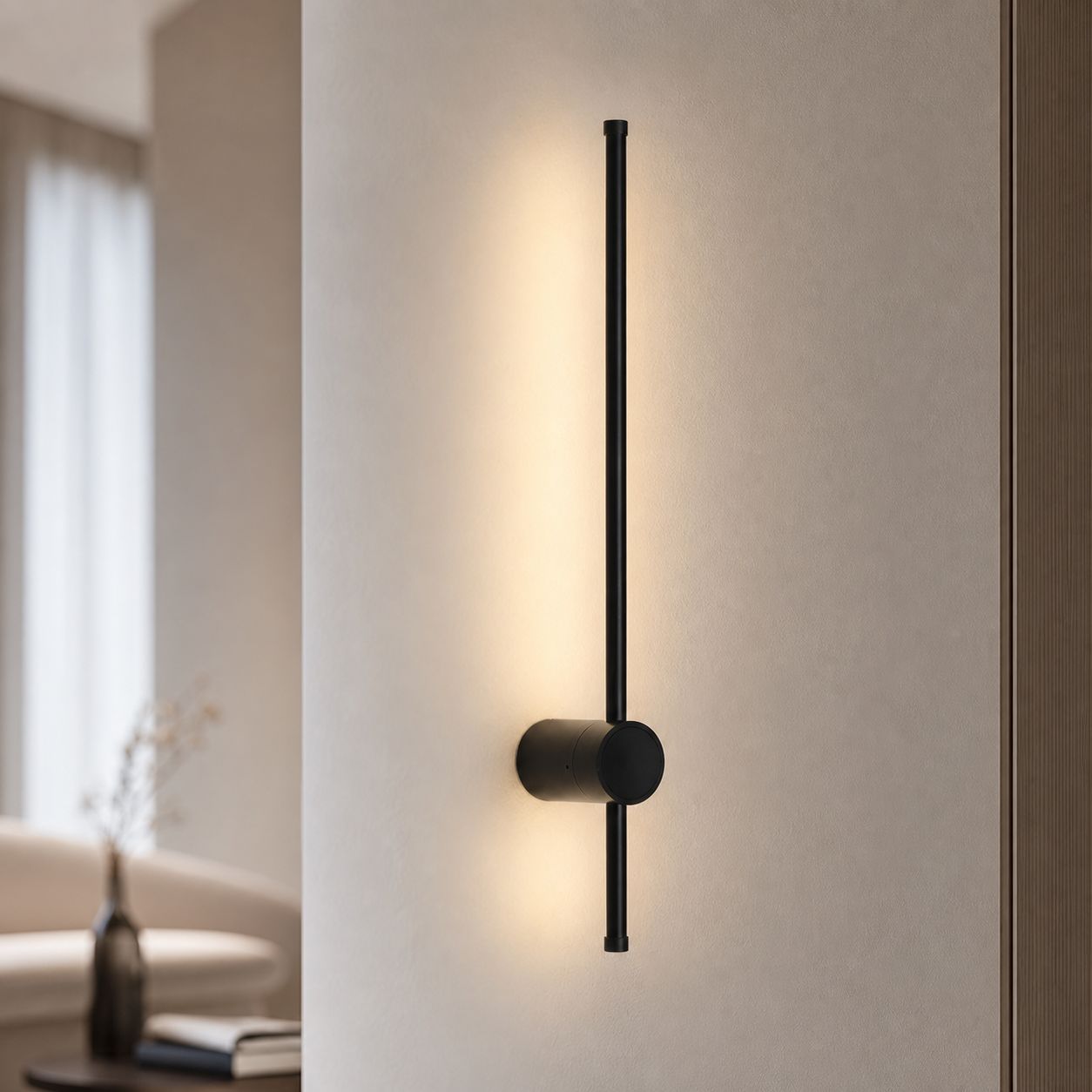 Lineare Led-wandleuchte, 10 W, Warmweißes Licht (3000 K), Schwarzes Aluminium, Farbwiedergabeindex (cri) ≥ 90, Flimmerfrei, Verstellbar Für Wohnzimmer Oder Schlafzimmer