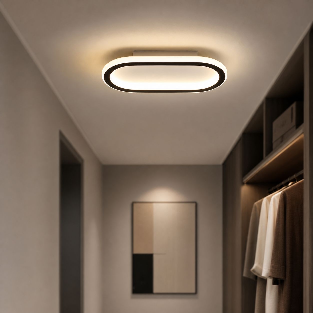 Schwarze Led-deckenleuchte, 28 W, Minimalistisches Eisendesign, Dreifarbiges Licht, Ideal Für Flur Und Schlafzimmer, 30 X 15 Cm
