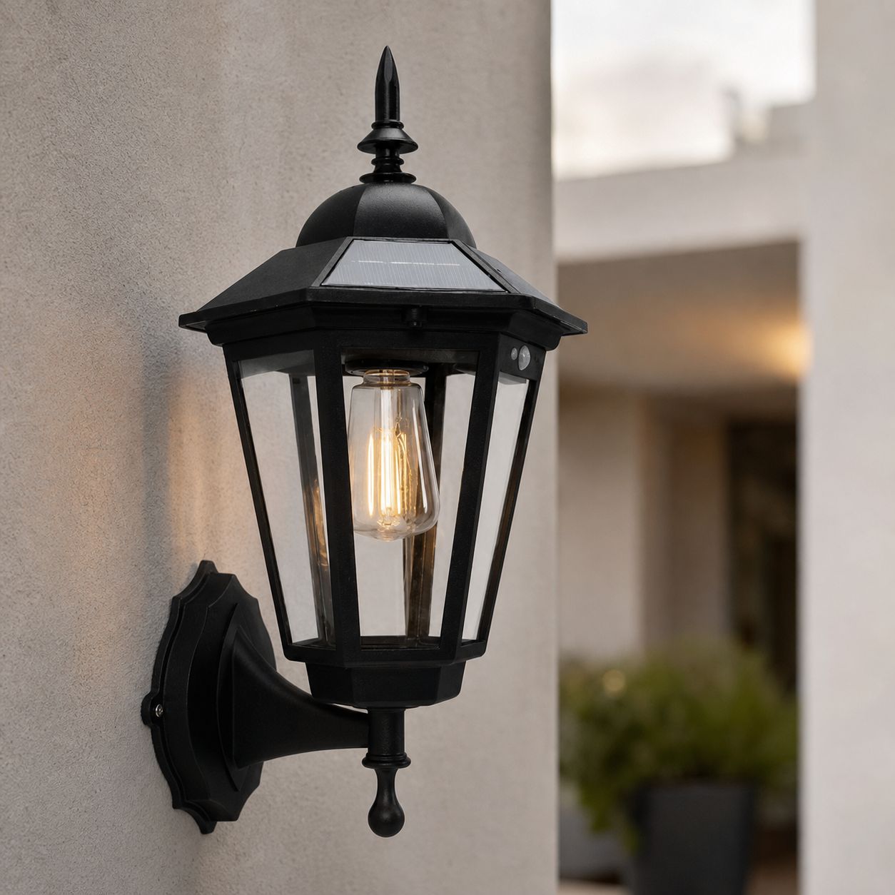 Retro-solarwandleuchte Mit Bewegungsmelder, Ip65 Wasserdicht, 3 Beleuchtungsmodi, Vintage-glühlampe Für Garten Und Terrasse