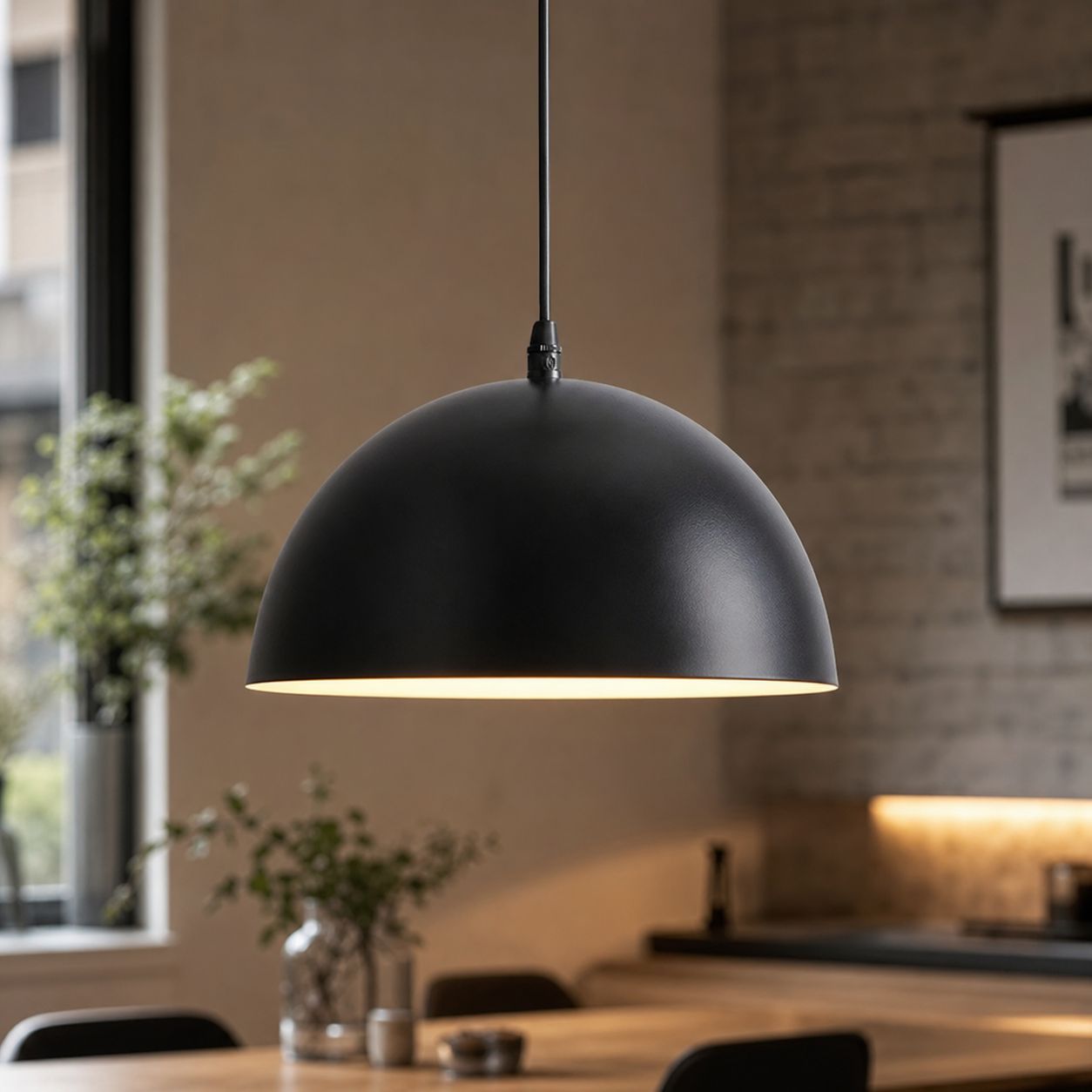 Industrielle Pendelleuchte Aus Eisen Im Retro-loft-stil, Halbkugelförmiger Schirm Ø 35 Cm, Verstellbares Kabel 120 Cm, E27-leuchtmittel Warmweiß
