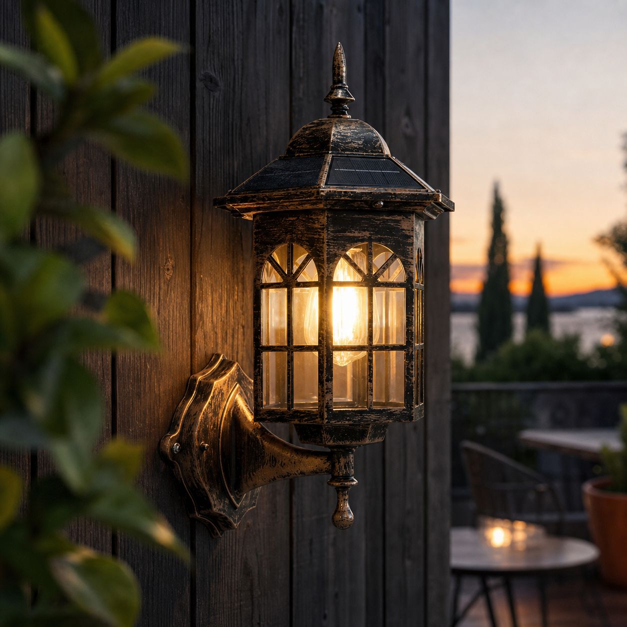 Retro-solar-wandleuchte, Wasserdicht, Mit Bewegungsmelder, 3 Beleuchtungsmodi, Warmweißem Licht, Einfache Installation Für Garten Und Terrasse