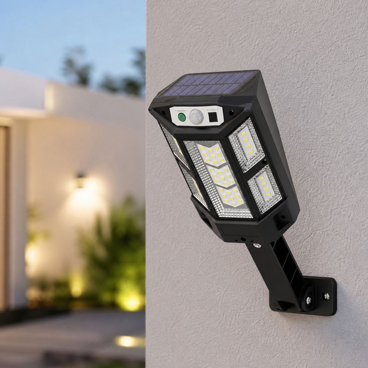 Solar-wandleuchte Mit 43 Leds, 120°-bewegungsmelder, Wasserdicht (ip65), 3 Leuchtmodi, 1200-mah-akku, Inklusive Fernbedienung