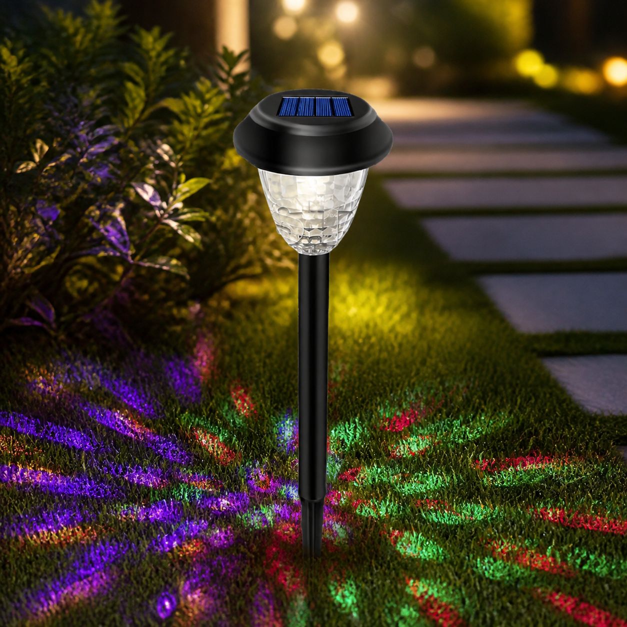 Ip65 Wasserdichte Solar-gartenleuchten, Mehrfarbige Dekorationsbeleuchtung, 34,5 Cm Hoch, Einfache Kabellose Installation, 4er-set
