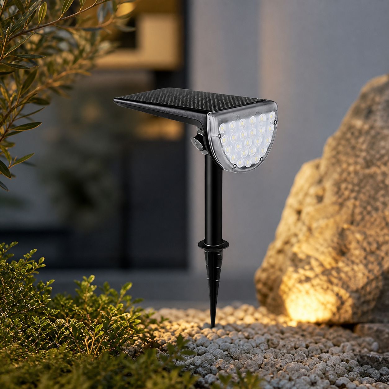 Ip65 Wasserdichter Led-solarstrahler, 2,5-w-monopanel, 1800-mah-akku, 120° Verstellbarer Abstrahlwinkel, Für Garten Und Außenbereich