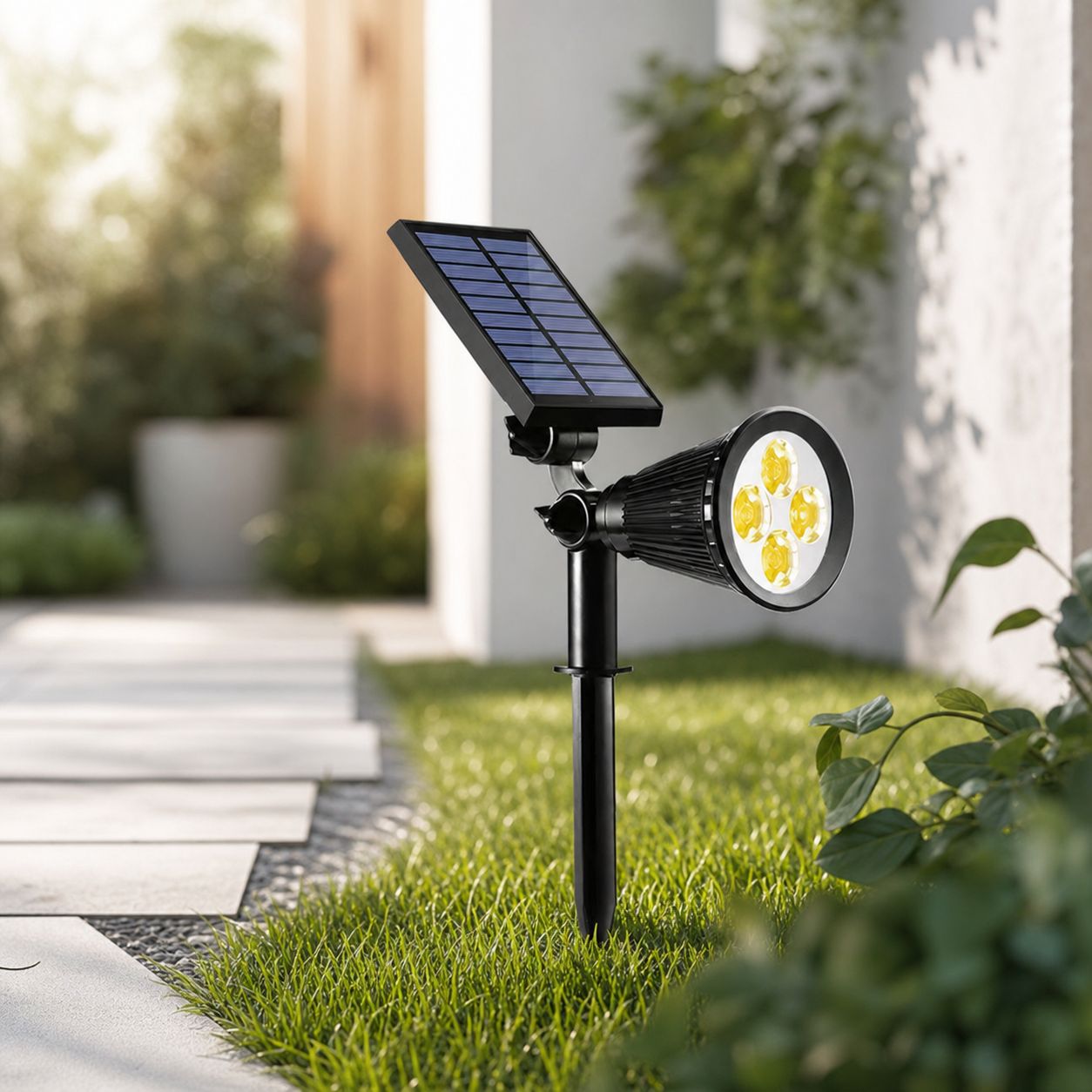 Led-solar-flutlicht Für Den Außenbereich, Rgb/warmweiß-gartenbeleuchtung, 15-w-panel, Ip65 Wasserdicht, Kabellos Für Garten Und Rasen