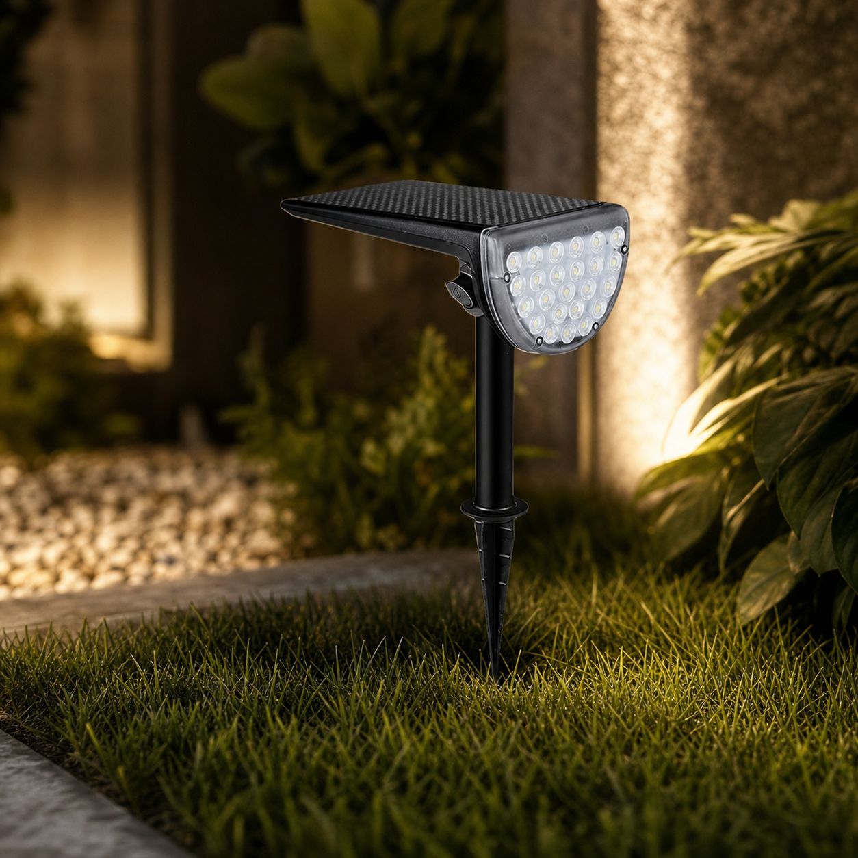 Ip65 Led-solar-gartenstrahler, Bewegungsmelder, 120° Verstellbarer Abstrahlwinkel, Warmes Licht, 10 Stunden Akkulaufzeit, 2,5 W Einphasiges Solarpanel